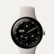Google Pixel Watch 4, алюминиевый корпус Polished Silver / цвет ремешка Porcelain