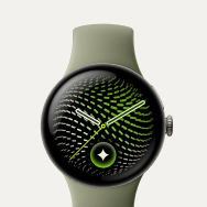 Google Pixel Watch 5, алюминиевый корпус Satin Pyrite / цвет ремешка Olive (2-го поколения)
